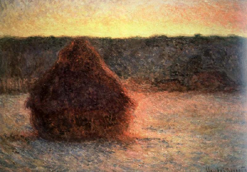 Claude Monet hay stack at sunset,frosty weather Sweden oil painting art